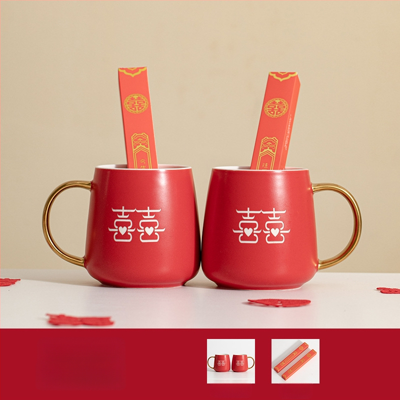 Porcelāna pāra mutes skalošanas krūzes kāzām – cilindriska, vienslāņa, izturīga augstām temperatūrām