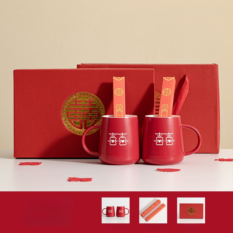 Porcelāna pāra mutes skalošanas krūzes kāzām – cilindriska, vienslāņa, izturīga augstām temperatūrām