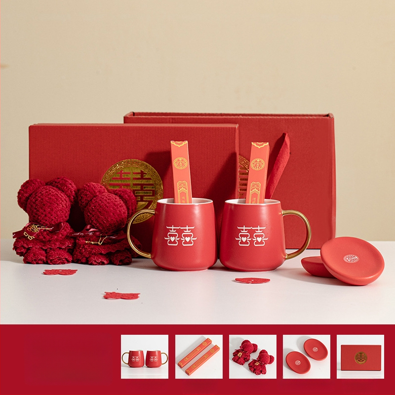 Porcelāna pāra mutes skalošanas krūzes kāzām – cilindriska, vienslāņa, izturīga augstām temperatūrām