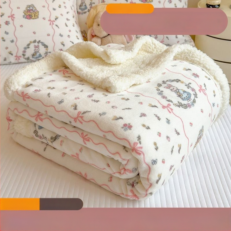 Pliušinė antklodė su gyvūnų ir animacinių motyvais, rankšluosčio tipo antklodė žiemai, Korėjos stiliaus