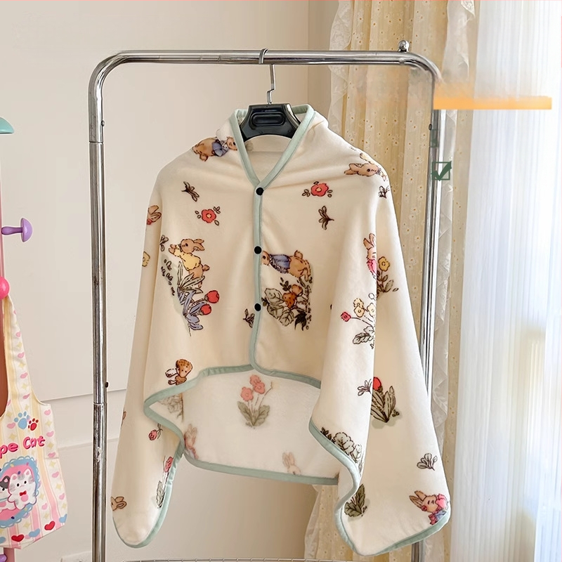 Koralinis veliūro šalių pledas, žiemai tinkamas lovai ir svetainei, 95% poliesteris, karikatūros spaudas, 0.5 kg