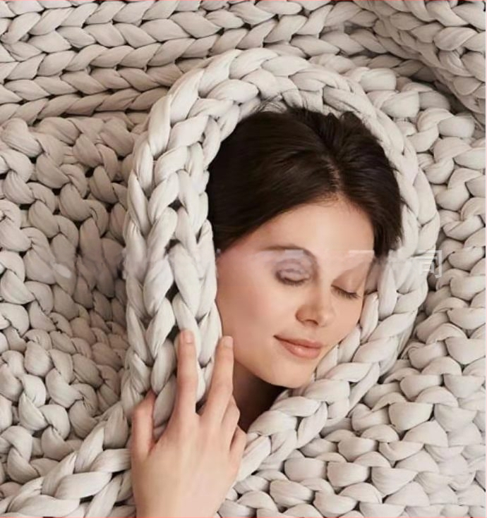 Rankų pynimo sunkioji antklodė Gravity Blanket, >3000 g, vienos spalvos raštas, pritaikytas apdorojimas — KUNDUI/Kundhe