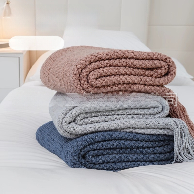 Šiaurietiškas minimalistinis burbulinis megztinis pledas - akrilas, 500–799 g, šiuolaikiškai paprastas stilius, pavasaris ir ruduo, pritaikomas