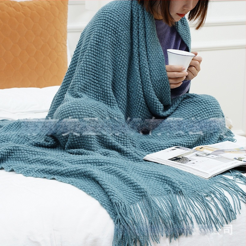 Šiaurietiškas minimalistinis burbulinis megztinis pledas - akrilas, 500–799 g, šiuolaikiškai paprastas stilius, pavasaris ir ruduo, pritaikomas