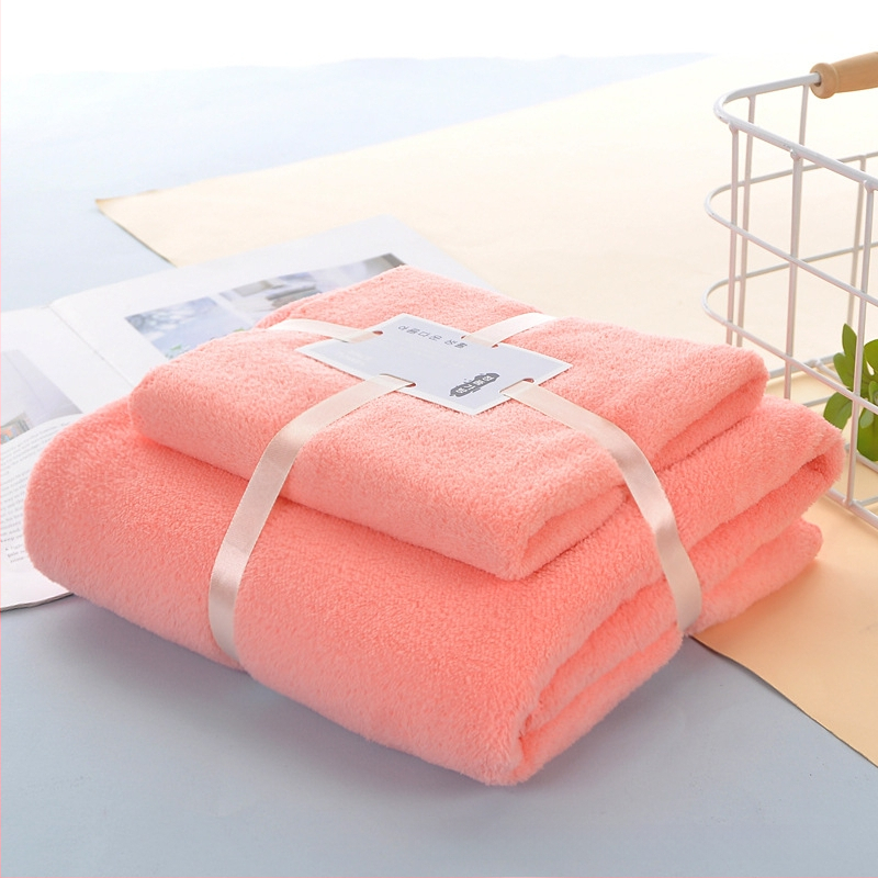 Dušas dvieļu komplekts ar korāla flīsu malu | 360 g/m², vājš griežams pavedums, vienkāršs audums, logotipa drukāšana pieejama