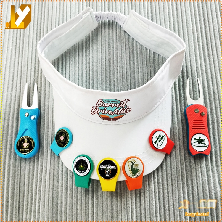 Golf silikona cepures klips ar magnētisko bumbu marķieri, Longyi zīmols, ar drukātu logotipu