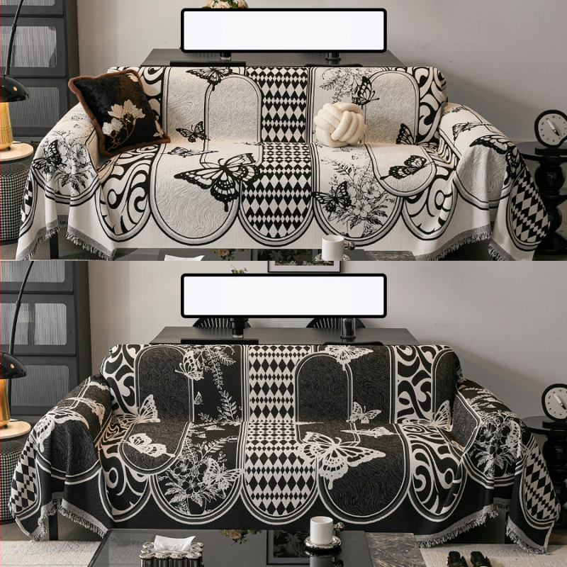 Chenille kanapéfedő - háromüléses, kétoldalas, virágos minta, sokoldalú