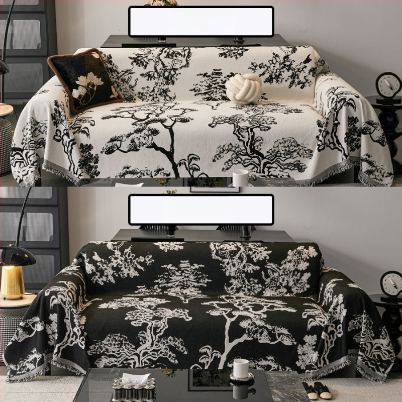 Chenille kanapéfedő - háromüléses, kétoldalas, virágos minta, sokoldalú