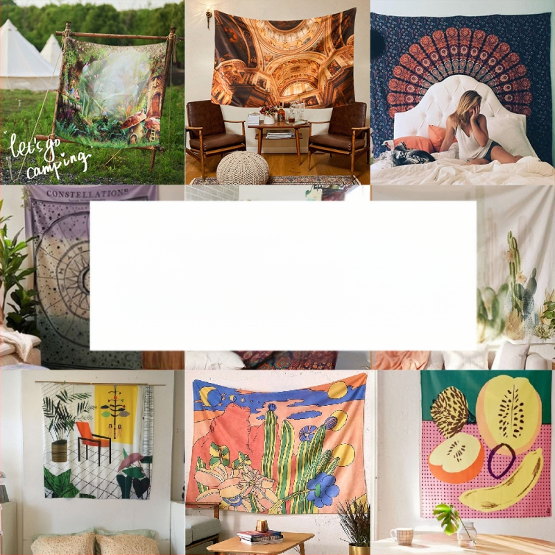 Prisitaikantis poliesterio gobelenas sienai – stačiakampis sieninis kilimas su skaitmenine termotransferinės spauda peizažo raštu, svetainei ir miegamajam