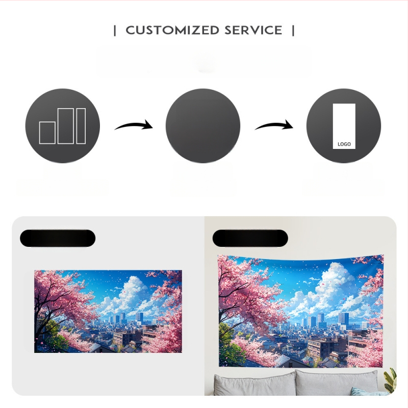 Prisitaikantis poliesterio gobelenas sienai – stačiakampis sieninis kilimas su skaitmenine termotransferinės spauda peizažo raštu, svetainei ir miegamajam