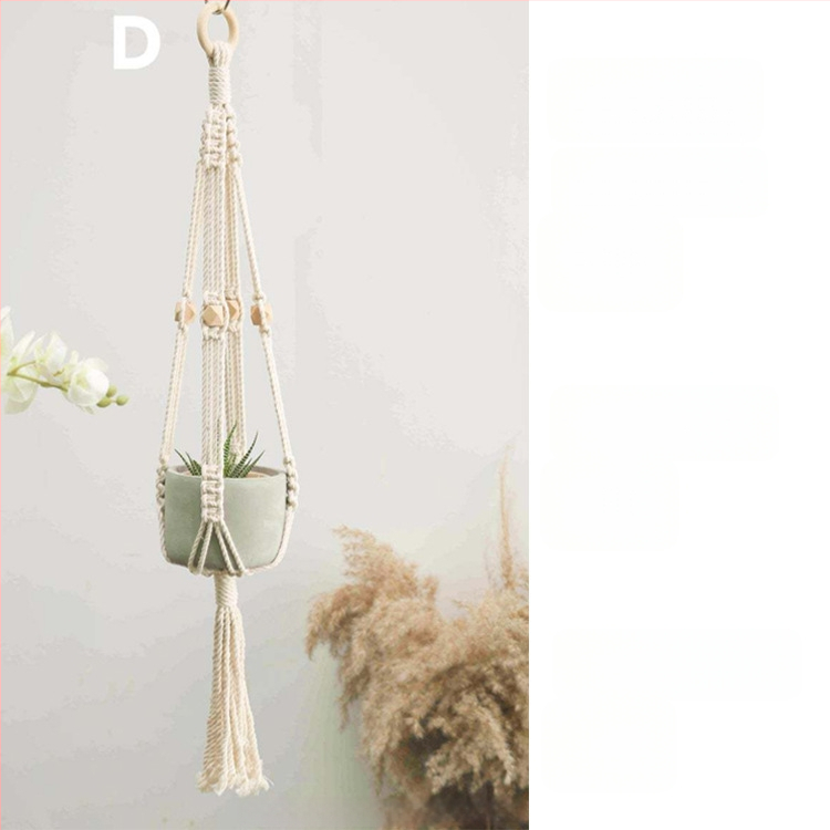 Bohemiškas rankų audimo pakabinamas krepšelis oro augalams, medvilnė, stačiakampio formos, peizažo raštas