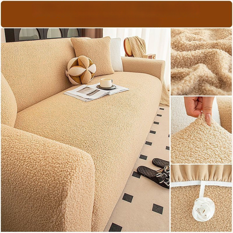 Plüss kanapévédő huzat, univerzális, minden évszakban, macskák karcolása elleni, csúszásmentes, minimalist stílus