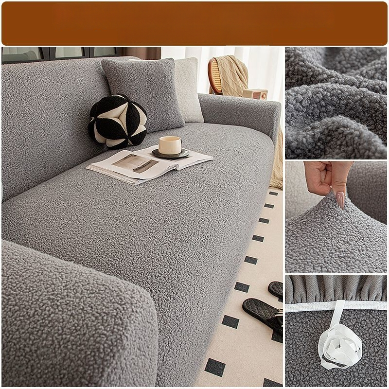 Plüss kanapévédő huzat, univerzális, minden évszakban, macskák karcolása elleni, csúszásmentes, minimalist stílus