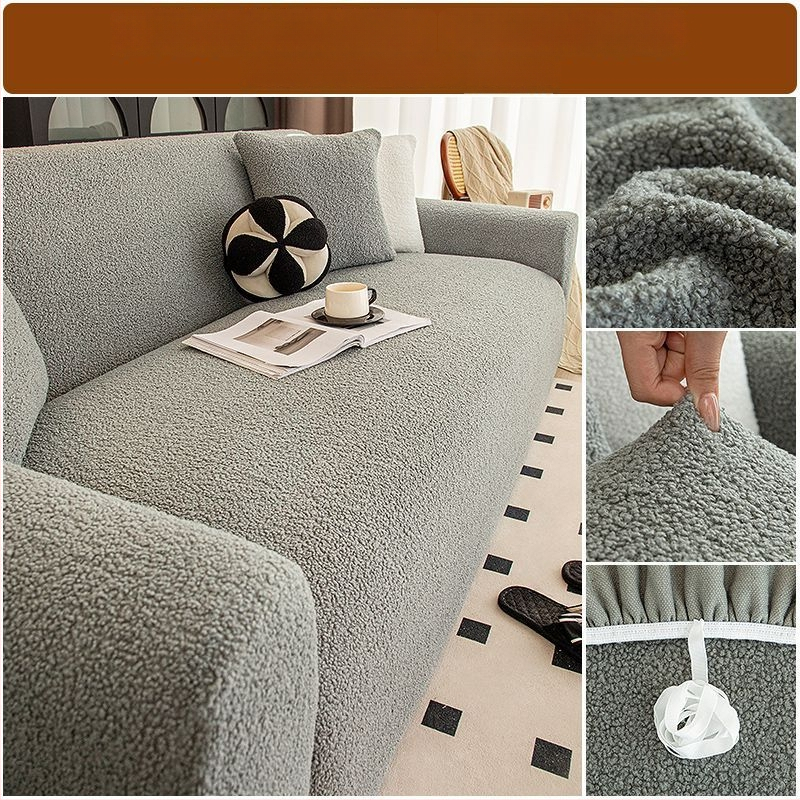 Plüss kanapévédő huzat, univerzális, minden évszakban, macskák karcolása elleni, csúszásmentes, minimalist stílus