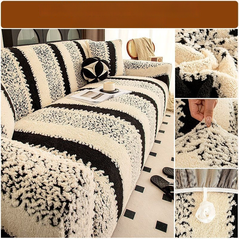 Plüss kanapévédő huzat, univerzális, minden évszakban, macskák karcolása elleni, csúszásmentes, minimalist stílus