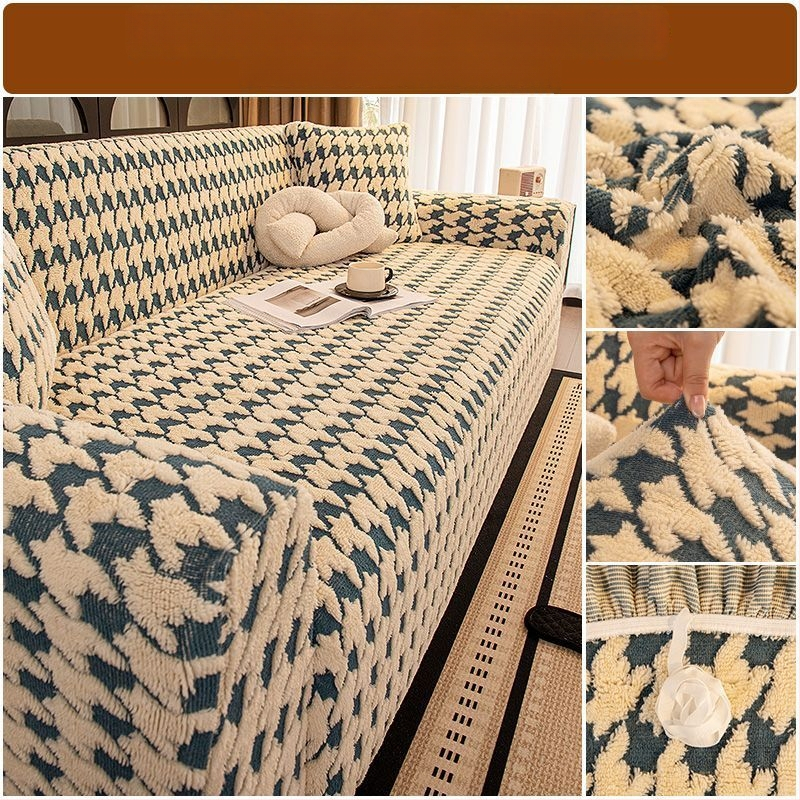 Plüss kanapévédő huzat, univerzális, minden évszakban, macskák karcolása elleni, csúszásmentes, minimalist stílus