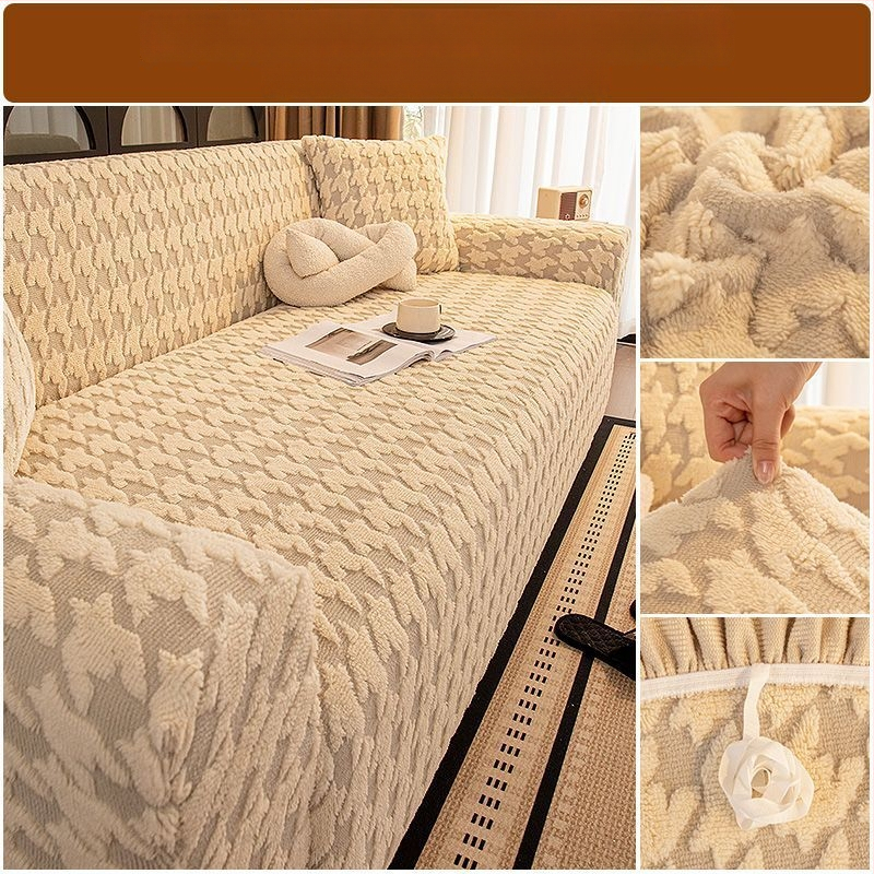 Plüss kanapévédő huzat, univerzális, minden évszakban, macskák karcolása elleni, csúszásmentes, minimalist stílus