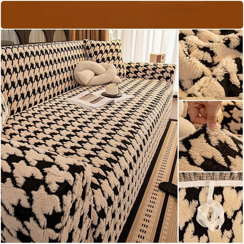 Plüss kanapévédő huzat, univerzális, minden évszakban, macskák karcolása elleni, csúszásmentes, minimalist stílus