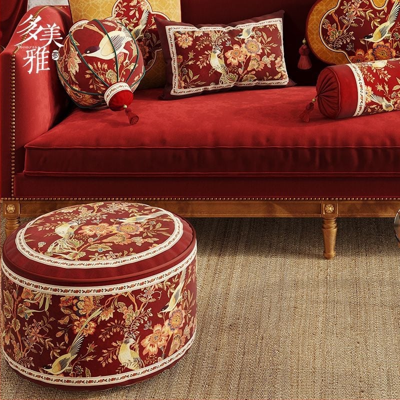 Garš ķīniešu stila Ruyi spilvens dīvānam, Chenille pārvalks un pildījums, digitālā druka, svētku raksts, personalizējams