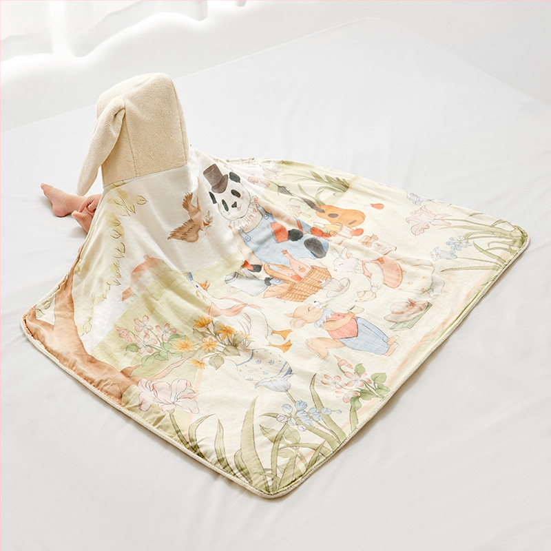 Hordozható babafürdő törölköző-köntös — bambusz rost, 120–140 g, nyomtatott gyártási folyamat, Jingqi
