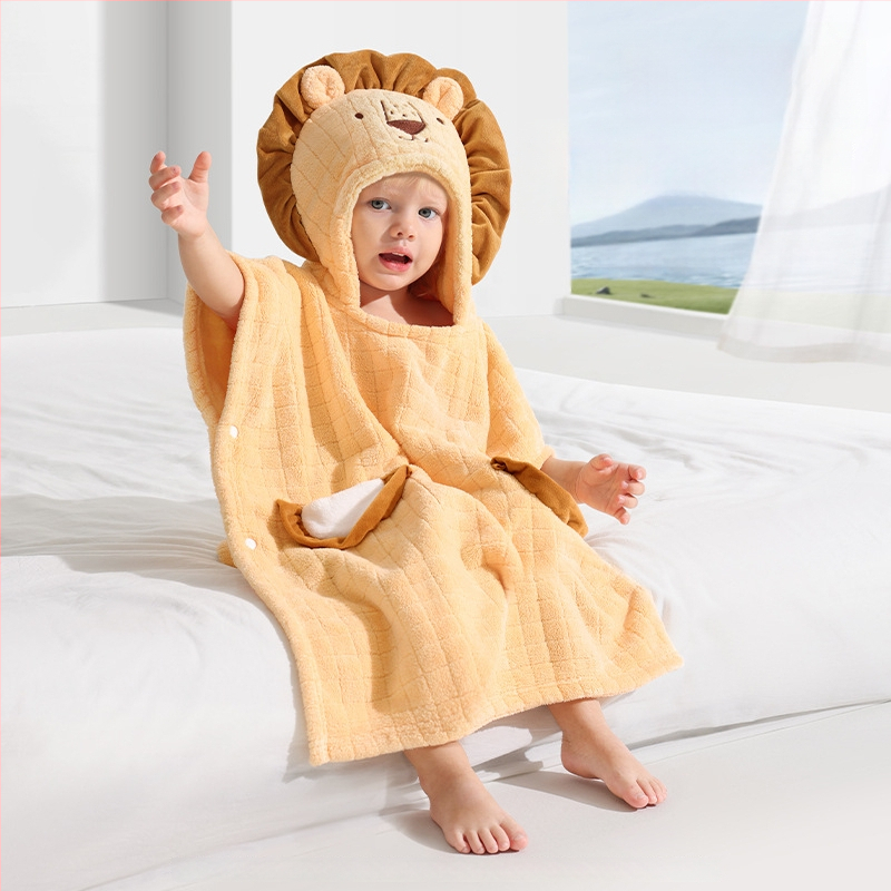 Belleptide gyerekeknek kapucnis fürdőköntös korall velúr, 300–400 g, 40 szál