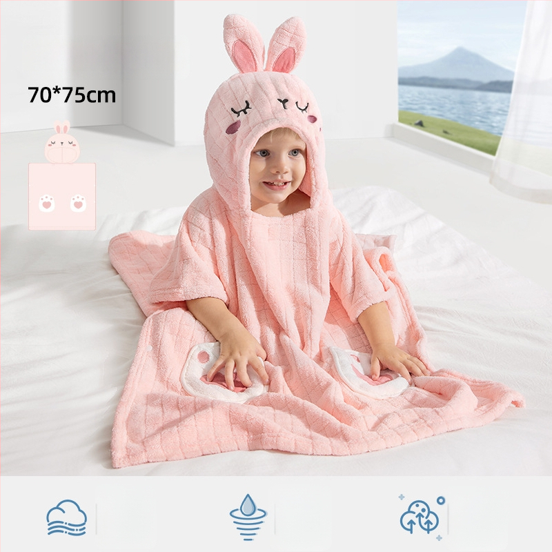 Belleptide gyerekeknek kapucnis fürdőköntös korall velúr, 300–400 g, 40 szál