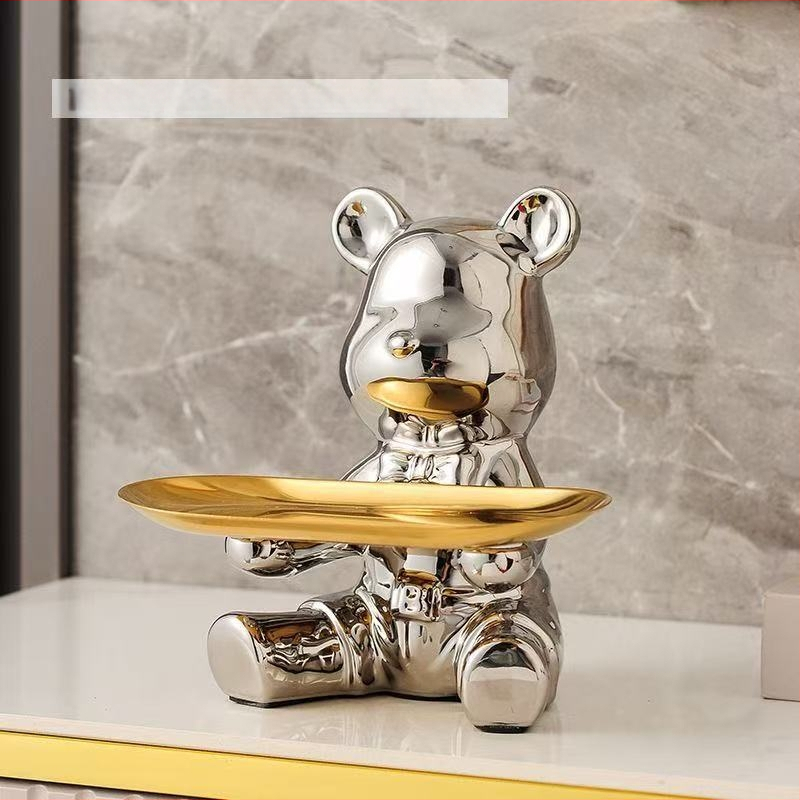 Elnių šeimos figūrėlės rinkinys – keraminiai papuošalai, šiuolaikinio meno stilius, elektroplatingas, Lei xinda