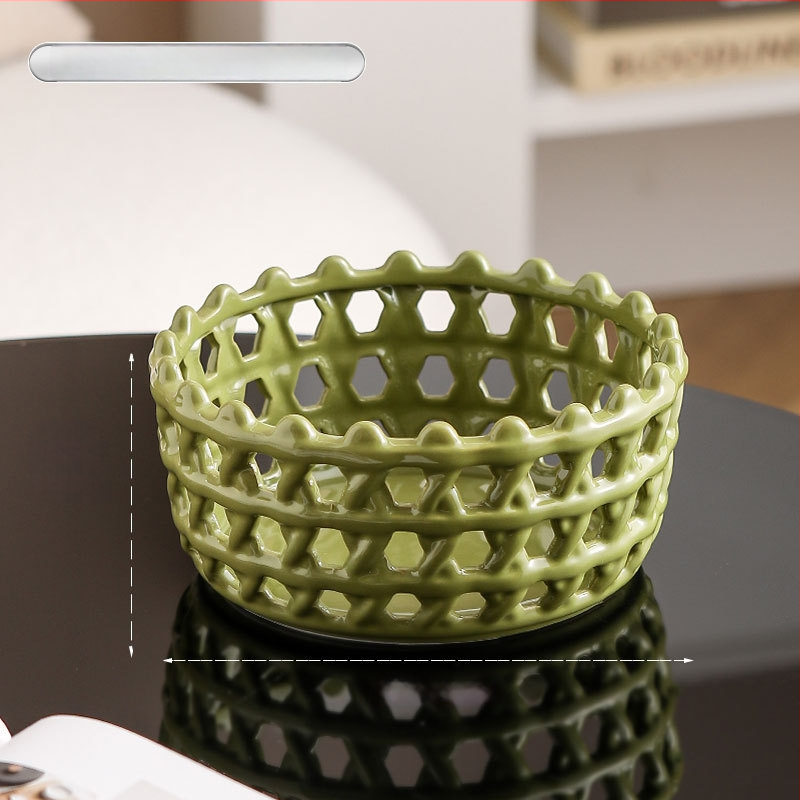 Porcelāna augļu grozs ar režģveida atverēm, Creative Light Luxury stils, pirmās klases kvalitāte, zīmols Magnesium couplet, 2024. gadā klajā nācis.