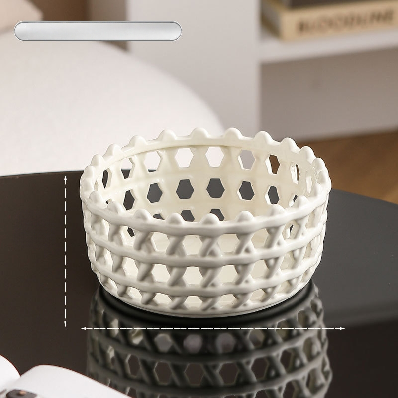 Porcelāna augļu grozs ar režģveida atverēm, Creative Light Luxury stils, pirmās klases kvalitāte, zīmols Magnesium couplet, 2024. gadā klajā nācis.