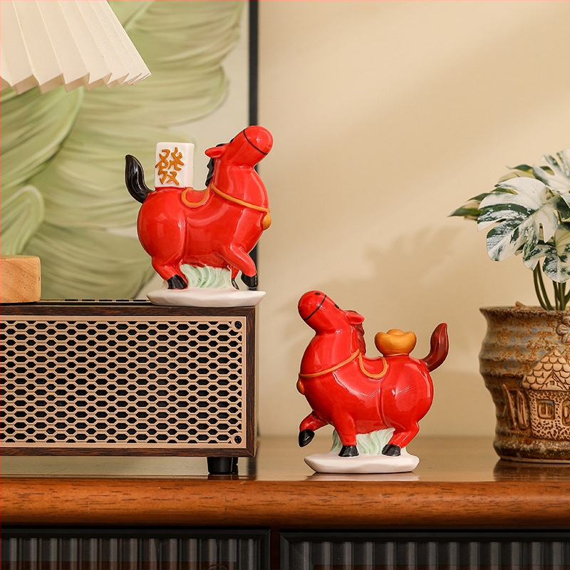 Stalo keraminė arklio dekoracija, kinų stiliaus, pusiau rankų darbo ir pusiau mechaninė gamyba, idealiai kaip asmeninė dovana