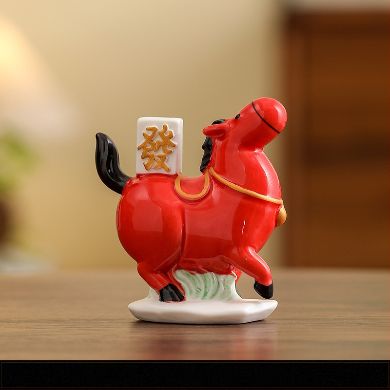 Stalo keraminė arklio dekoracija, kinų stiliaus, pusiau rankų darbo ir pusiau mechaninė gamyba, idealiai kaip asmeninė dovana