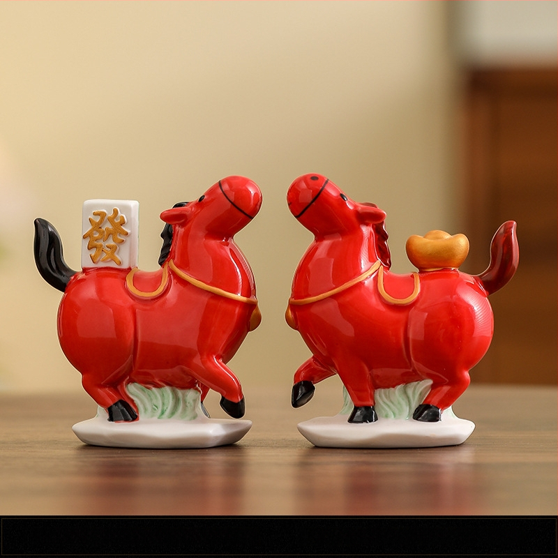 Stalo keraminė arklio dekoracija, kinų stiliaus, pusiau rankų darbo ir pusiau mechaninė gamyba, idealiai kaip asmeninė dovana