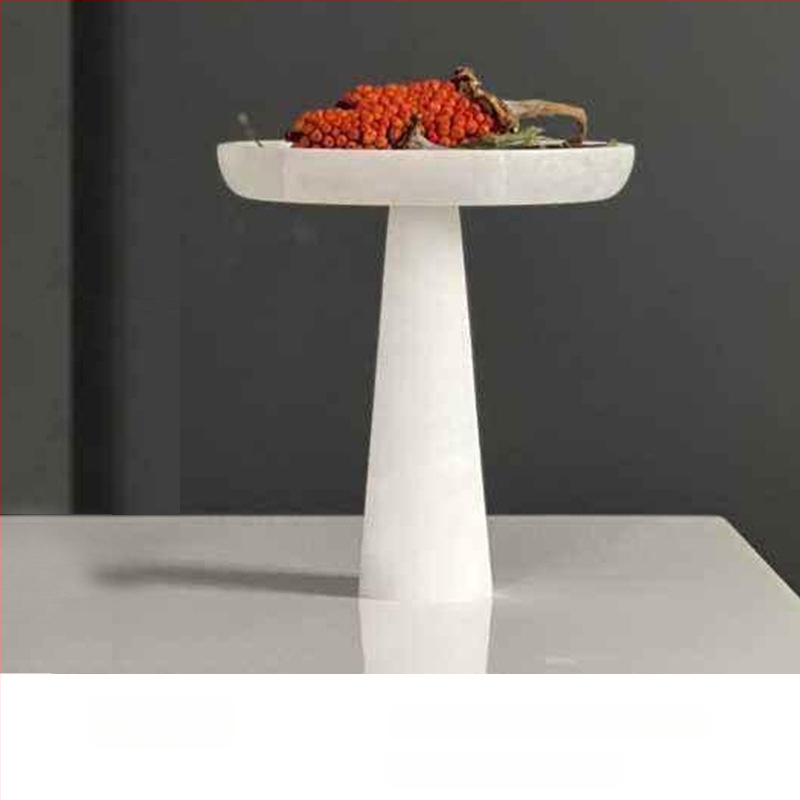 Marmora dekoratīvais trauks, roku darbs, gaišā luksusa stilā, modernam uzglabājumam un augļu izkārtošanai