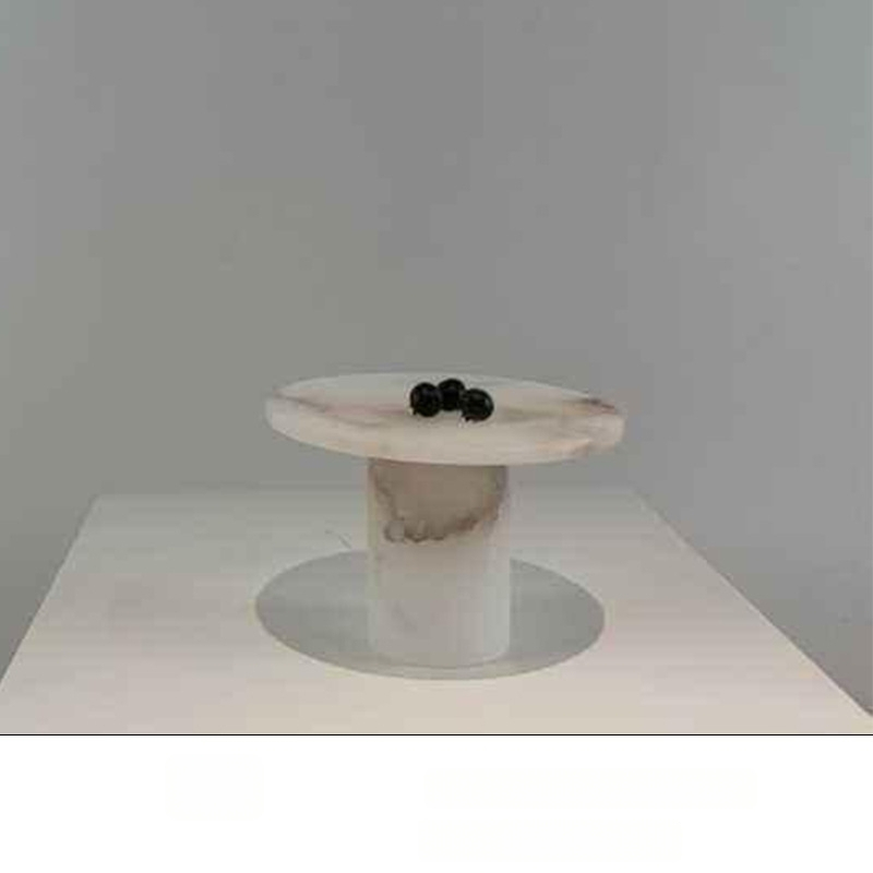 Marmora dekoratīvais trauks, roku darbs, gaišā luksusa stilā, modernam uzglabājumam un augļu izkārtošanai