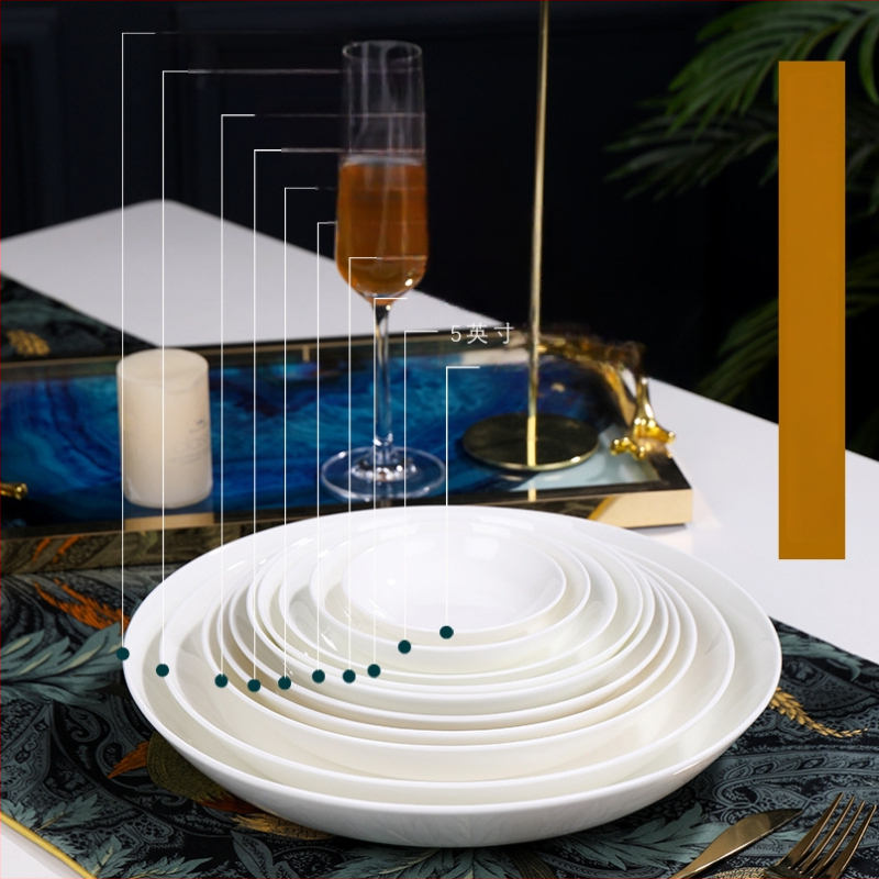 Tengjing bone china taldrik – ümmargune, mikrolaineohutu, logotüübi printimine saadaval, kohandatav, >45% luu tuhka sisaldus