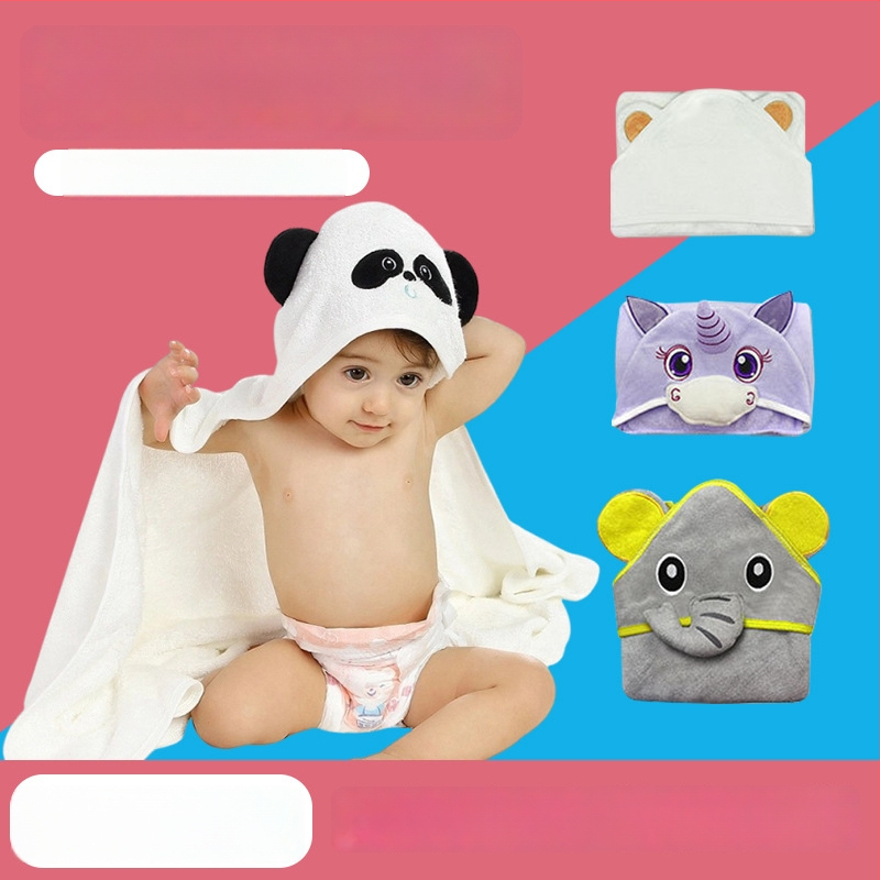 Kapucnis babafürdető törölköző bambuszrostból, 500GSM, testreszabható hímzéssel, rajzfilm mintával, 0–6 éveseknek