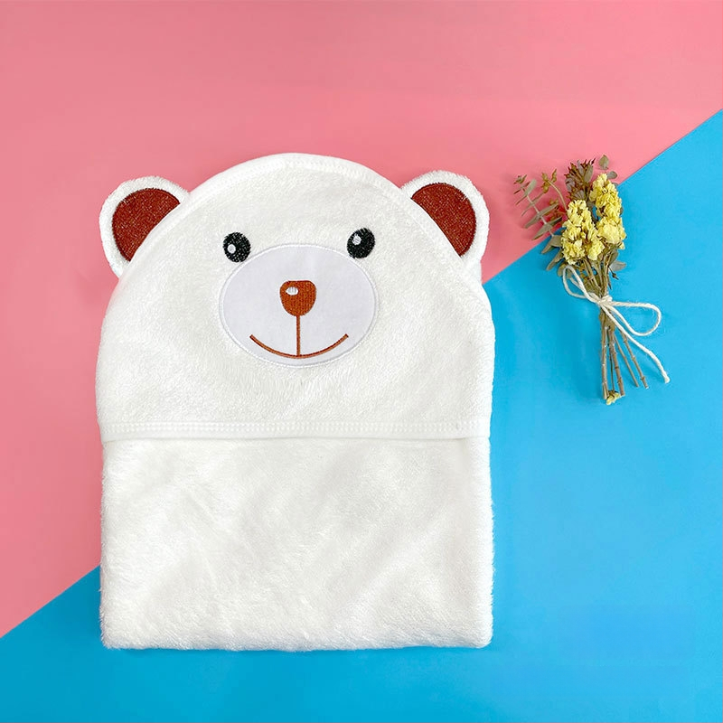 Kapucnis babafürdető törölköző bambuszrostból, 500GSM, testreszabható hímzéssel, rajzfilm mintával, 0–6 éveseknek