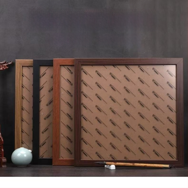 Četri kadri fotogrāfijām, kvadrāta formas, no masīvā koka un kompozītkoka, piemēroti ķīniešu glezniecībai un kaligrāfijai