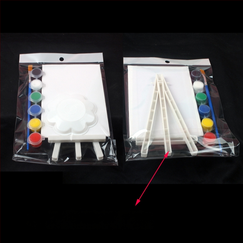 Bērnu DIY eļļas gleznošanas komplekts – mini kvadrātveida auduma panelis ar 3 mm biezumu, komplektā statīvs, otā un krāsas