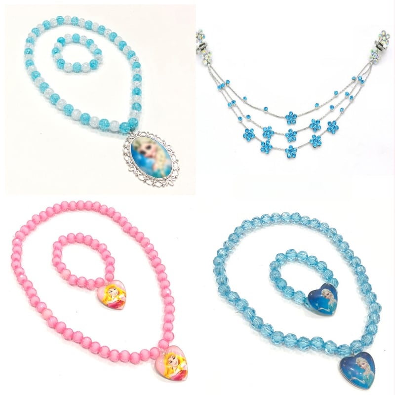 Bērnu krelles komplekts ar kristāliem: akrila auskari un kaklarota ar pieres ķēdi — bērniem, izcelsme Zhejiang, atsevišķs iepakojums, vasara 2021