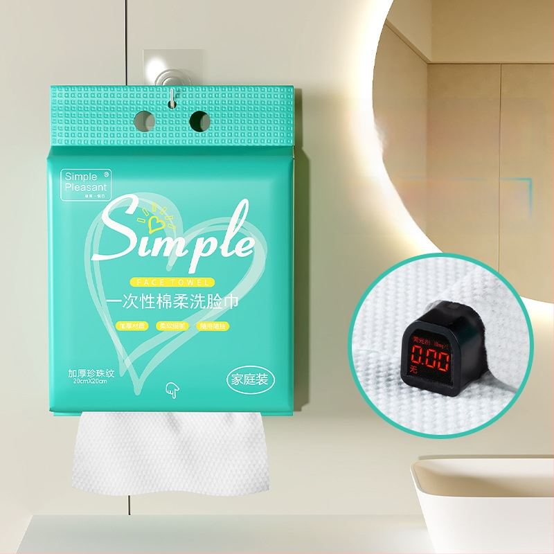 Egyszer használatos arc törlőkendő akasztós dizájnnal | Minimalist | fa rostból | gyártás testreszabása elérhető | más gyártási folyamat