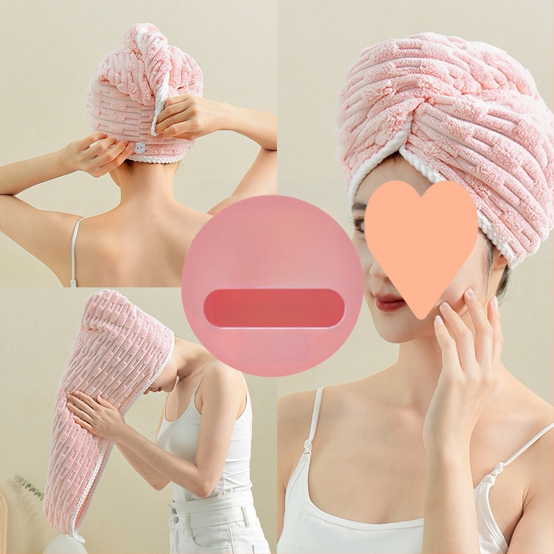 Sieviešu matu žāāvēšanas cepure, bieza, ārkārtīgi absorbējoša, ātra žāvēšana salīdzinājumā ar kokvilnu, bez matu izkrišanas, poliestera džakarda materiāls