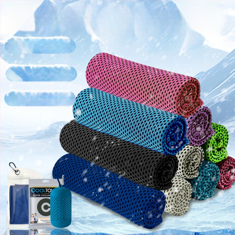 Poliészter sport törölköző hűtő hatással kültéri edzésekhez, gyors izzadságfelszívódás, gyors száradás, 40 g, logó testreszabás