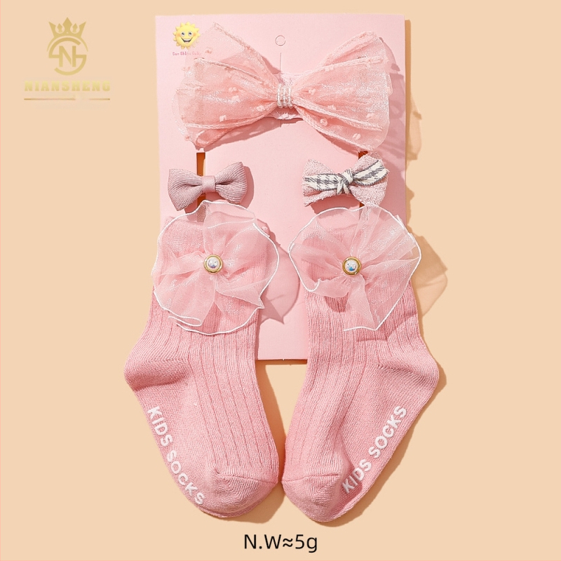 5 daļu komplekts bērnu matu lentes ar loku, roku darbs, zīdaiņiem 0–3 gadi, zeķes no 100% kokvilnas