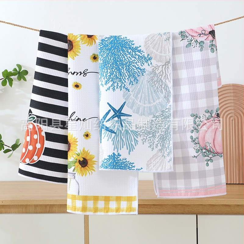 Nyomtatott konyhai törölköző – mikroszálas, 300gsm, 5–10 másodperces nedvszívó képesség, sima szövés