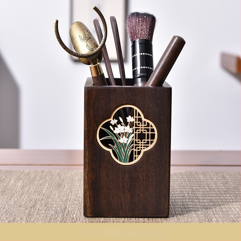 Ebony Kung Fu arbatos ceremonijos priedų rinkinys su padėklu — medžiaga: Ebony; įskaičiuota arbatos šaukštelis ir šepetys; svoris: 0,86 kg