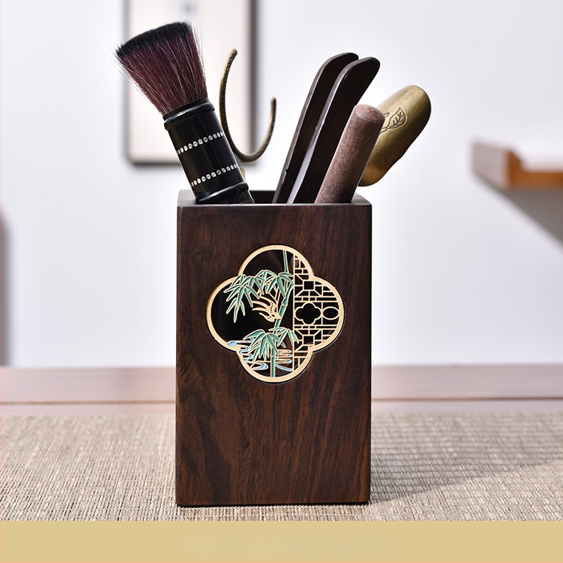 Ebony Kung Fu arbatos ceremonijos priedų rinkinys su padėklu — medžiaga: Ebony; įskaičiuota arbatos šaukštelis ir šepetys; svoris: 0,86 kg