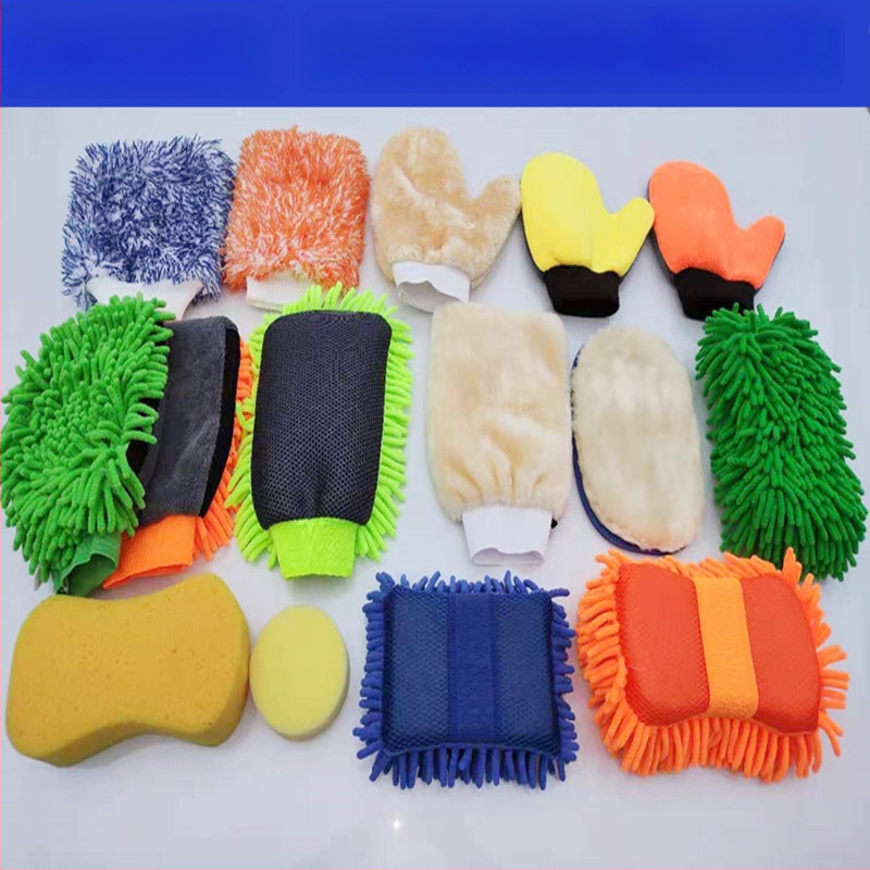 Autómosó kesztyű chenille szivacsblokkal, 70 g, 32 szálú fonal, combkötés, erős tisztítóhatás és magas nedvességelnyelés