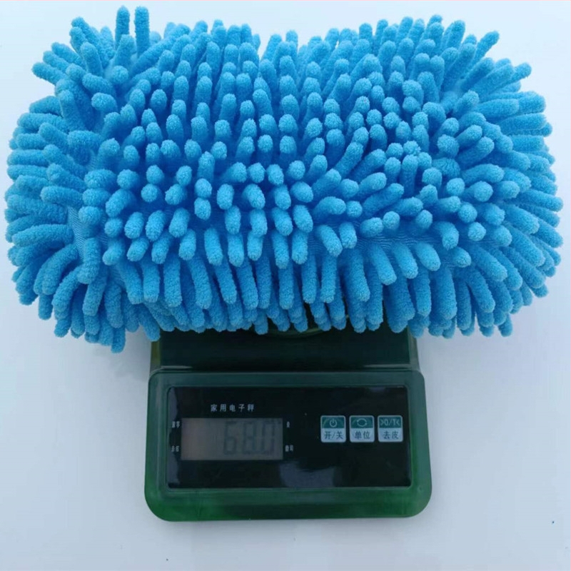 Autómosó kesztyű chenille szivacsblokkal, 70 g, 32 szálú fonal, combkötés, erős tisztítóhatás és magas nedvességelnyelés