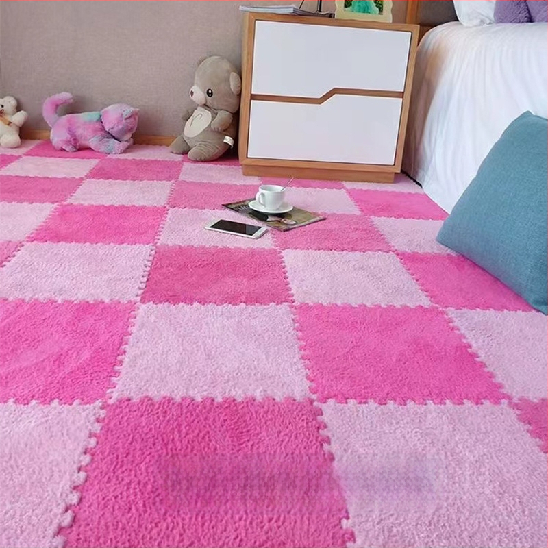 Patchwork pūkų EVA putų kilimėlis – neslidus, storas kvadratinis dėlionės kilimas, miegamajai, svetainei, balkonui